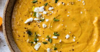 Roasted Feta and Butternut Squash Sheet Pan Soup