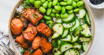 Teriyaki Salmon Bowl (fritadeira ou forno)