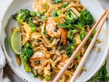 Drunken Style Noodles on a plate with chopsticks