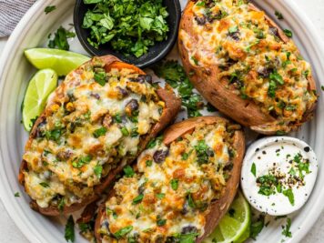 Southwest Stuffed Sweet Potatoes with Ground Turkey