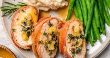 Receita de lombo de peru recheado embrulhado com presunto