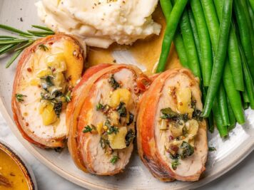 Receita de lombo de peru recheado embrulhado com presunto